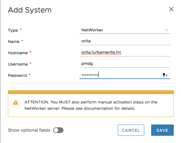 DPC Adding a NetWorker Server