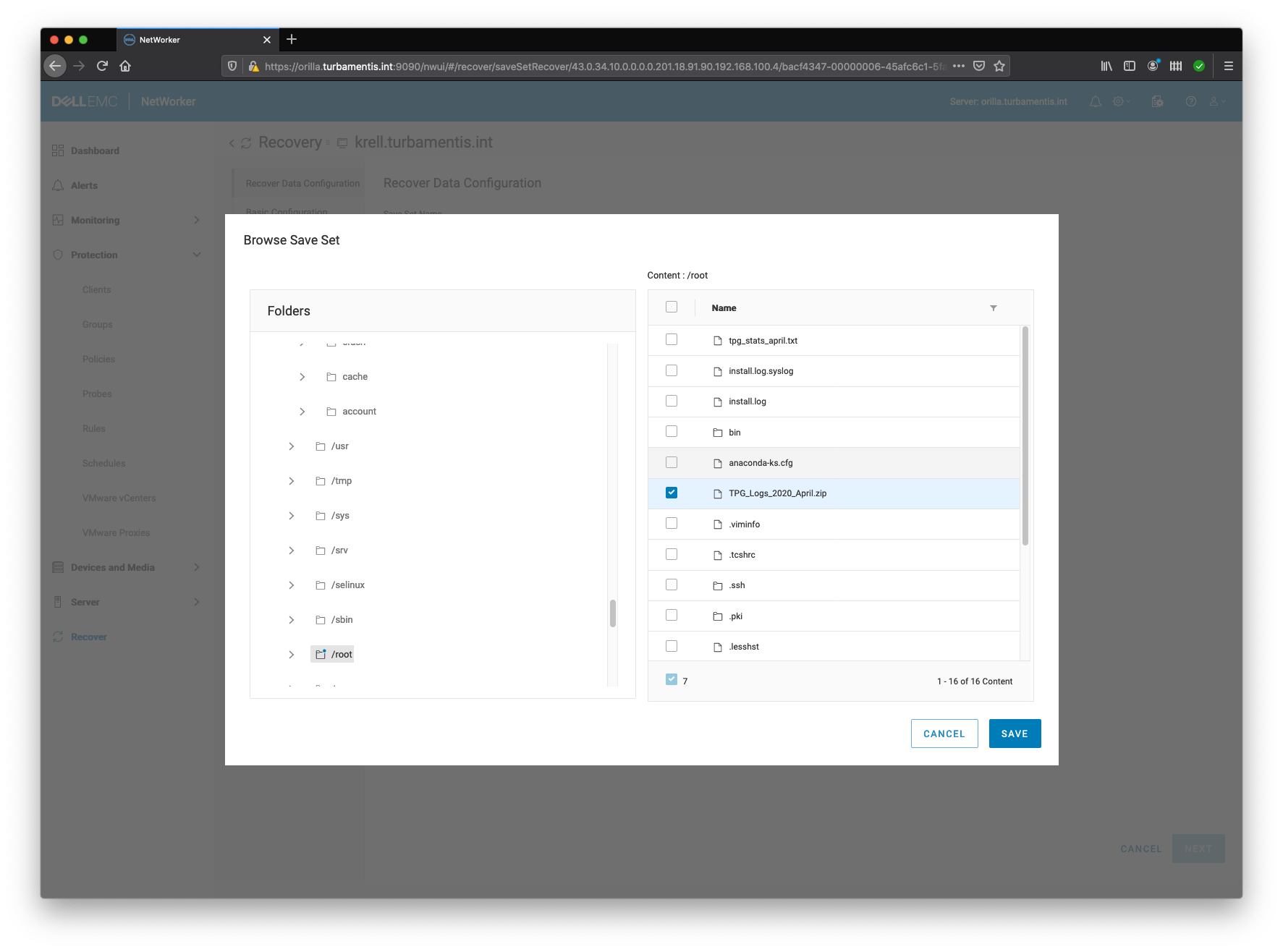 NWUI Recovery Step 6 – Browsing for Files to Recover Part 2