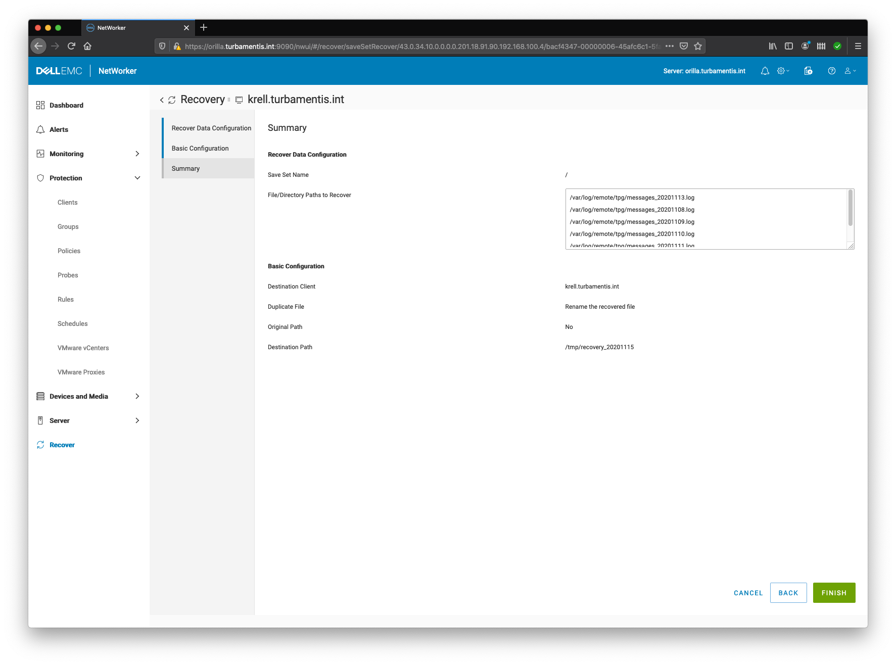 NWUI Recovery Step 9 – Ready to Start the Recovery