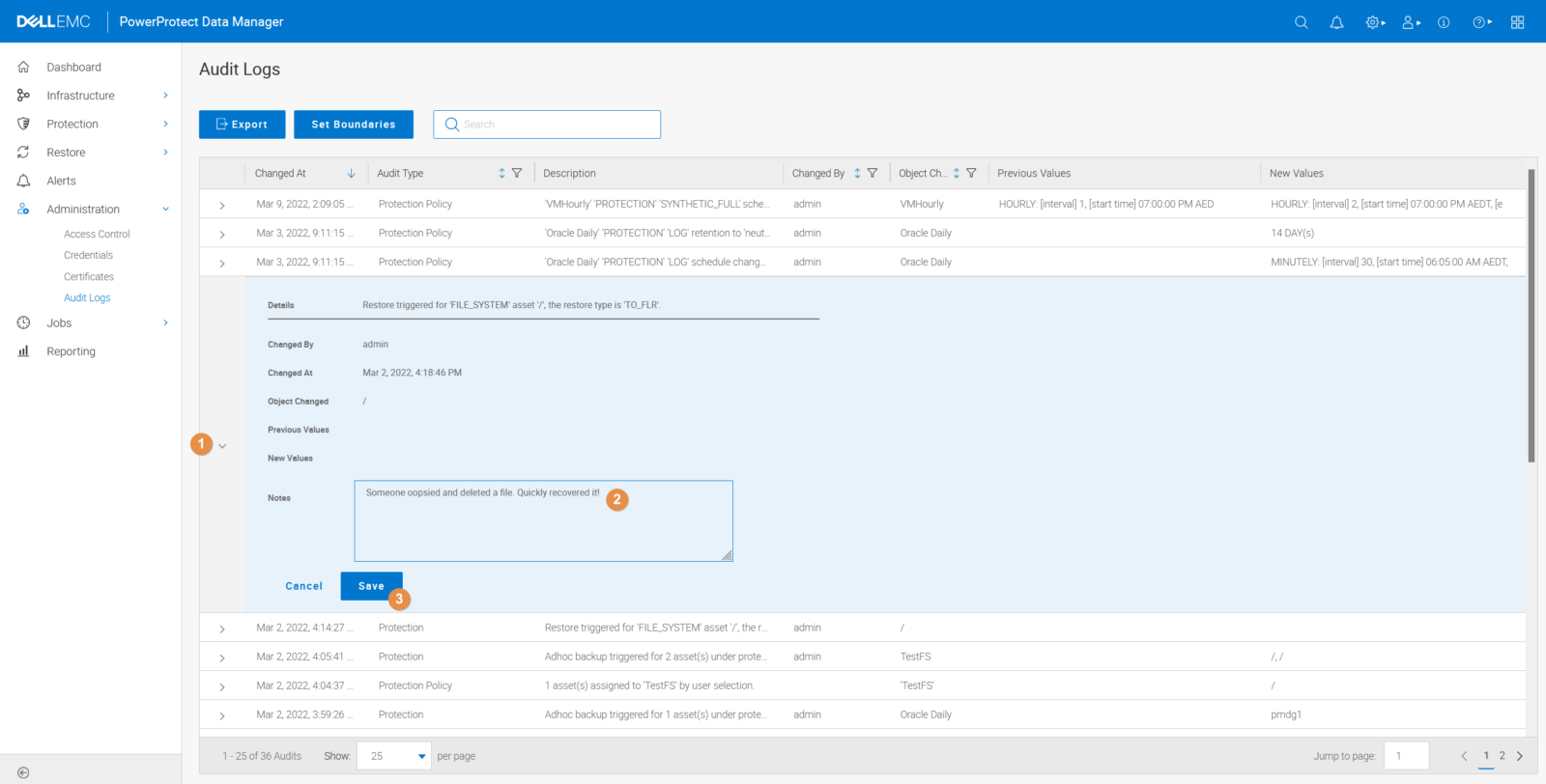 PowerProtect Data Manager Audit Logs Data Protection Hub